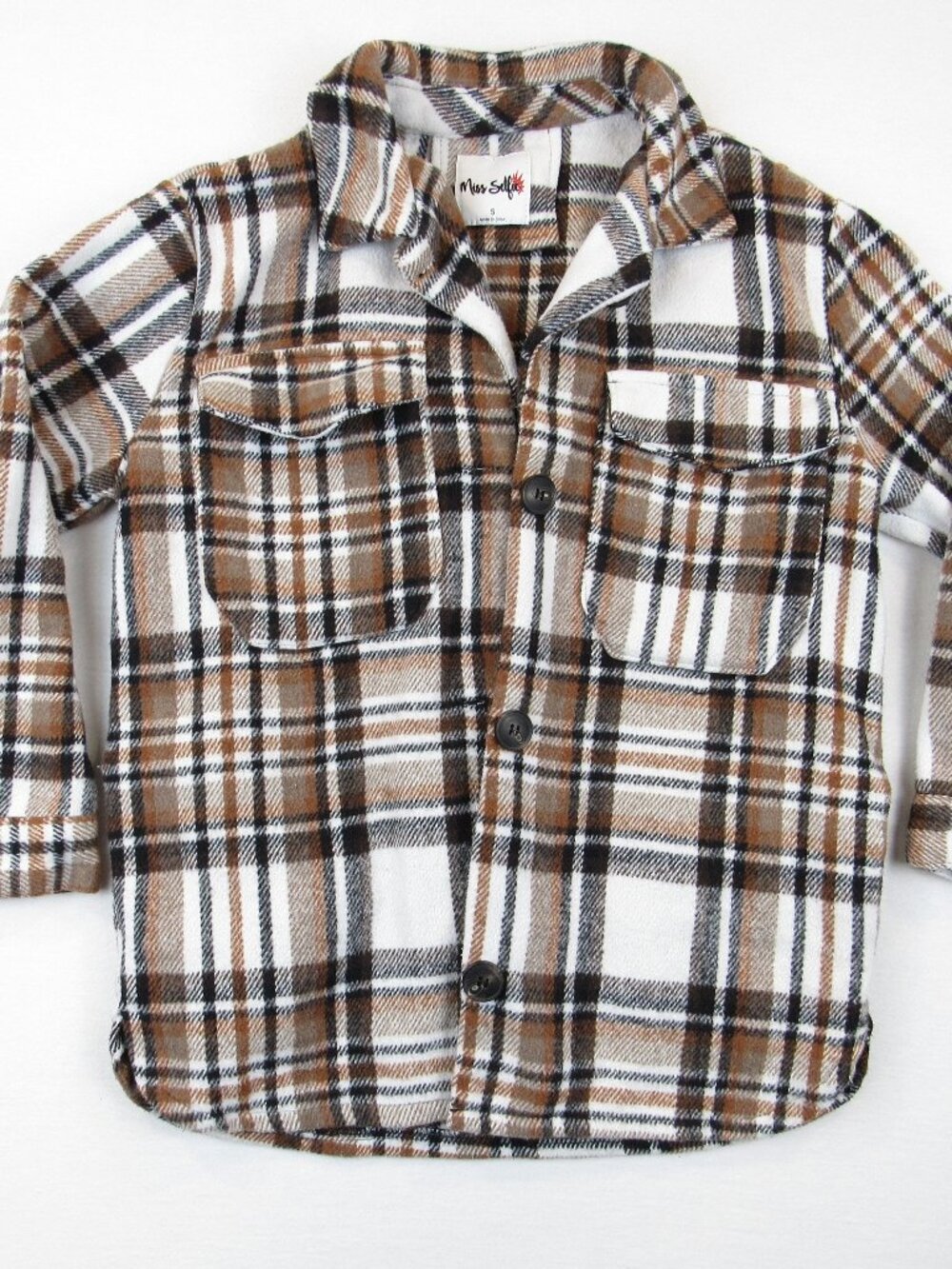 Miss Selfie Juniors Plaid Heavy Flannel Size S Pockets Button Up Long Sleeve